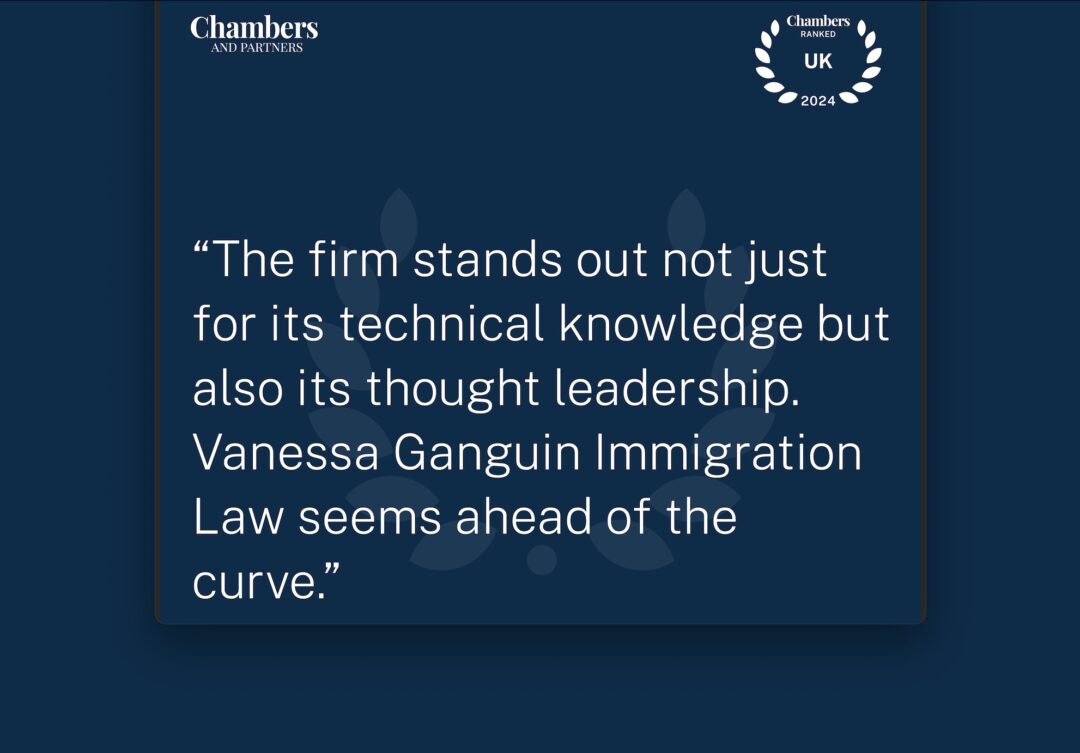 Vanessa Ganguin Immigration Law ranked highly for immigration law by Chambers UK 2024